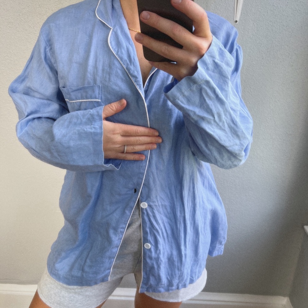 100% linen Belgium linen PJ top